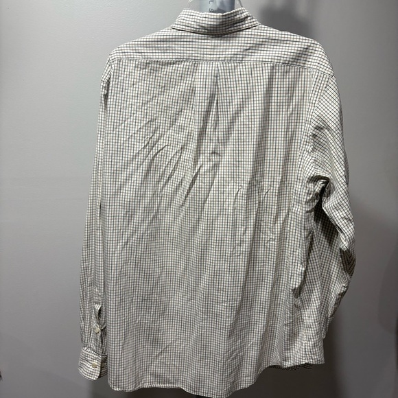 Ralph Lauren Classic Fit Long Sleeve Button Shirt Beige Navy Check Sz L 16.5 - Picture 7 of 9